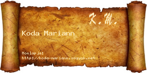 Koda Mariann névjegykártya