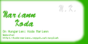 mariann koda business card